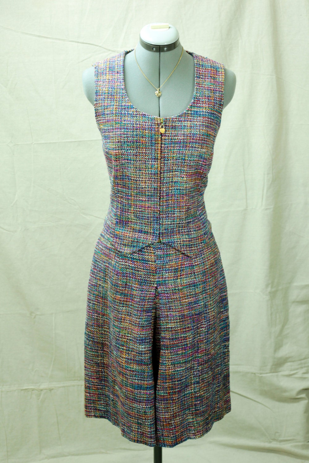 Vintage Doncaster Luxury Apparel, Rainbow Tweed Two Piece Suit, Vest