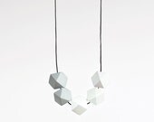 Geometric Necklace / Boho Necklace / Wooden Necklace/  Grey White Necklace - BlueBirdLab