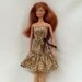 Barbie Doll Dress in Beige and brown floral with ruffled skirt