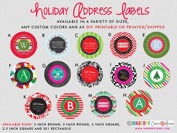 Christmas & Holiday Return Address Labels (DIY/Digital File OR Printed Stickers Available) Il_570xn