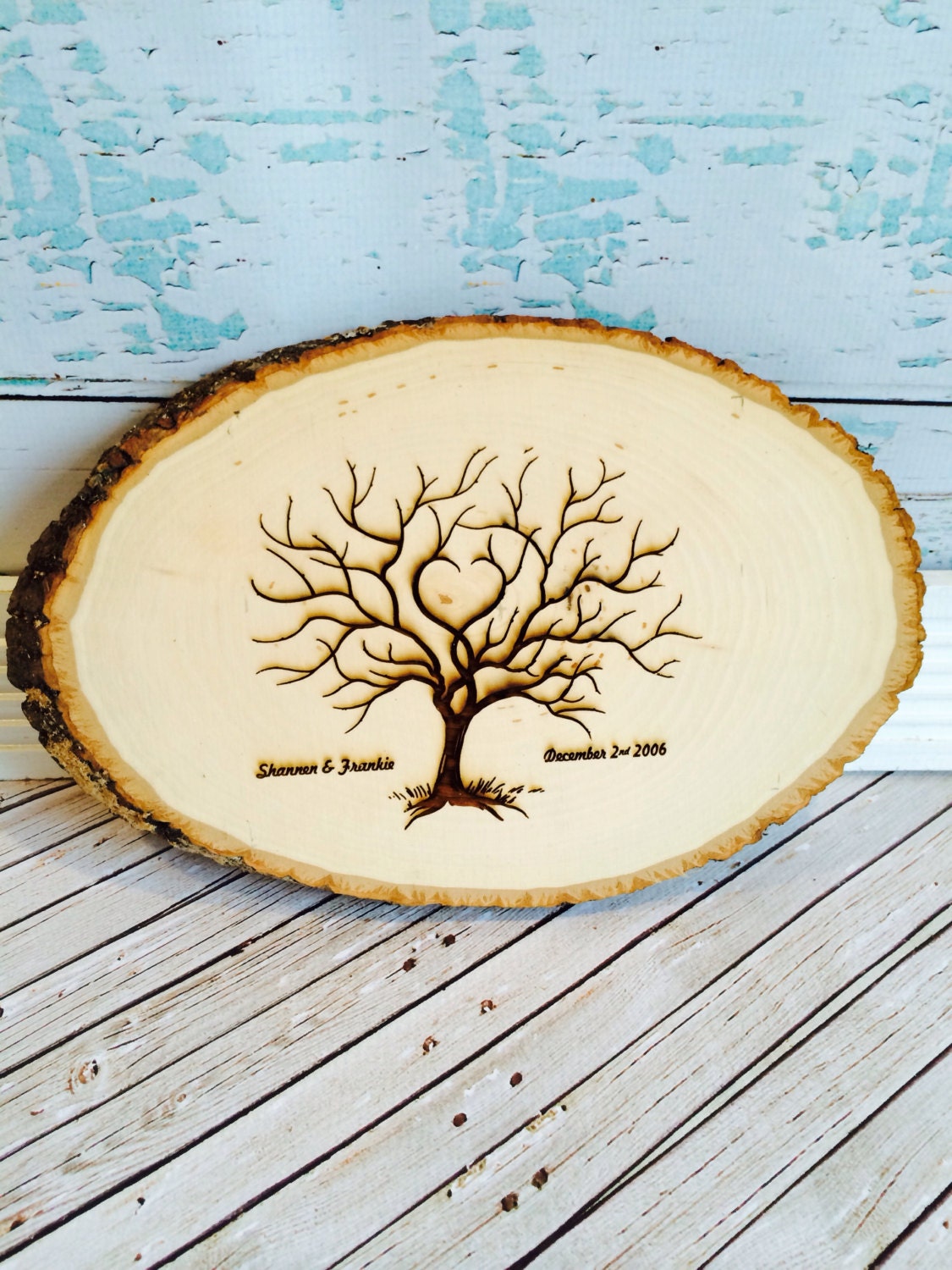 Wedding tree personalized tree slice / personalized tree slice / guest book alternative / rustic wedding / centerpiece / wedding keepsake