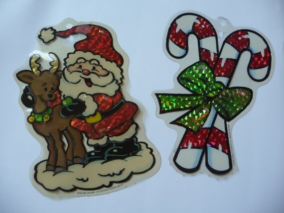 to Christmas decorations, plastic decorations, Santa, reindeer, candy ...
