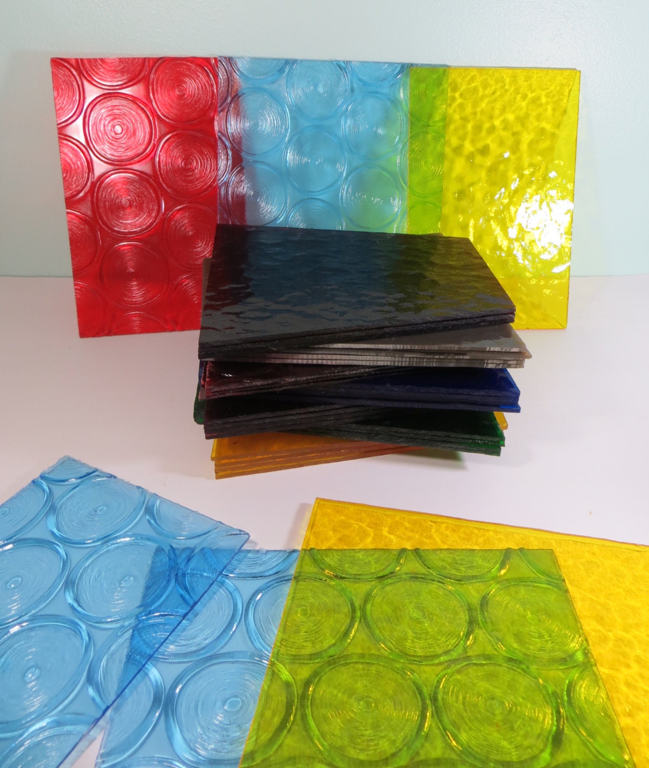 Vintage Lot of Colored Plexiglass Textured by Iprefervintage