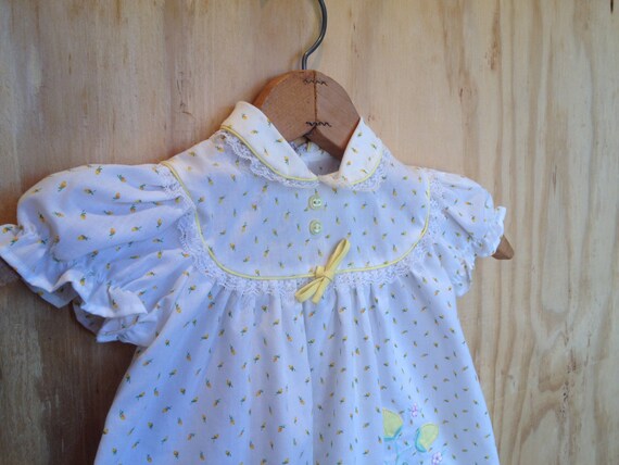 Vintage Yellow  White Floral Dress Size 18 Months