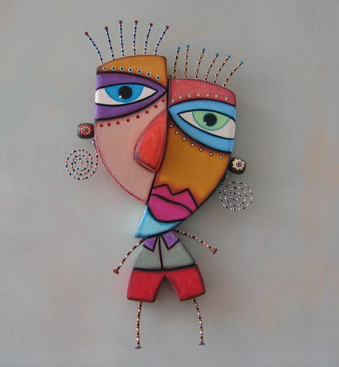 Pablo, Original objet trouvé Wall Art, Wood Carving, par Studio de confiture de figue