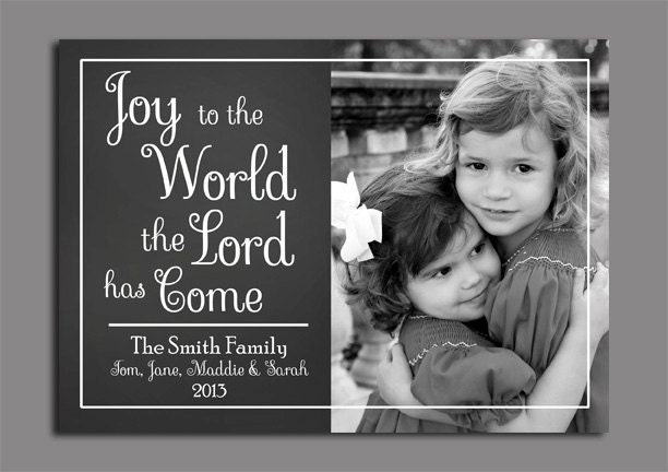 Christmas Photo Card Printable - Religious Message - Joy to the World Il_570xn