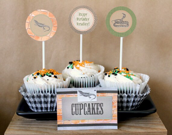 Reptile Party Circles/Cupcake Toppers - Boys Birthday Party - DIY PRINTABLE FILE by Sassaby Il_570xn