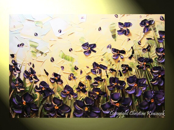 Original Art Abstract Painting Purple Flowers by ChristineKrainock
