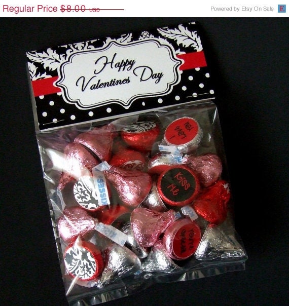 SALE INSTANT DOWNLOAD - Printable Valentine Treat Bag Toppers & Hershey's Kisses StickersSet Il_570xn