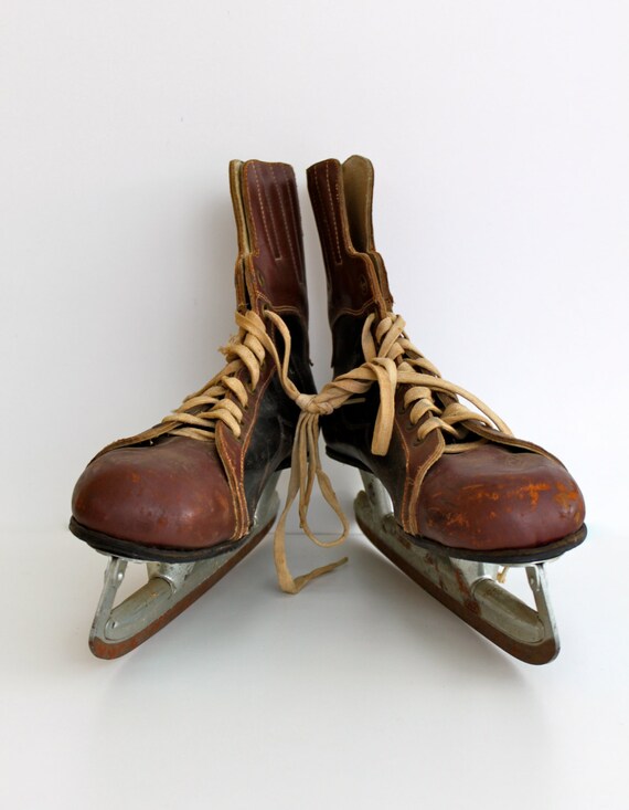 Pair of antique or vintage Ice skates by vintagewall on Etsy