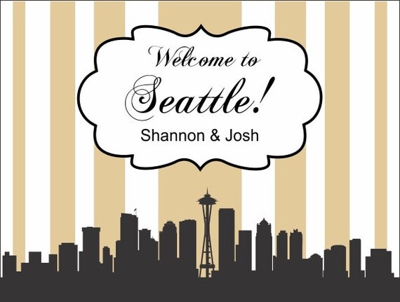 50 Seattle Gift Bag Labels - Wedding Favor , Welcome Bag Labels, Stickers Il_570xn