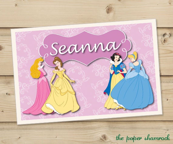 Princess - Kids Personalized Placemat, Customized Placemats for kids, Kids Placemat, Personalized Kids Gift Il_570xn