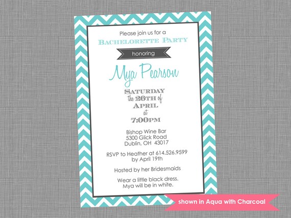 Bachelorette Party Invite - Printable Bachelorette Themed Chevron Invitation - Colors and Text Customizable Il_570xn