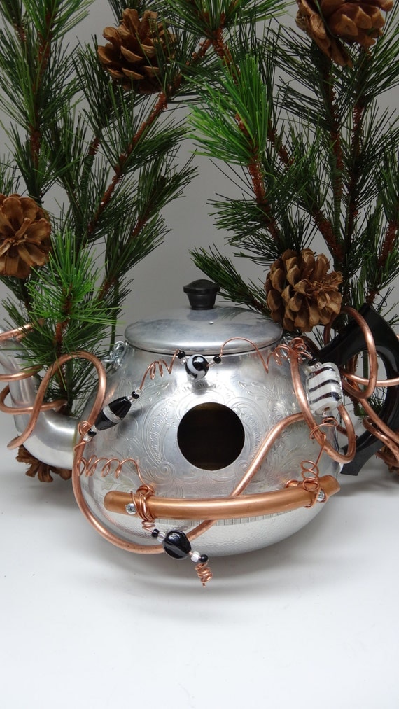 Whimsical Repurposed Aluminum Tea Kettle by DryDockCreations