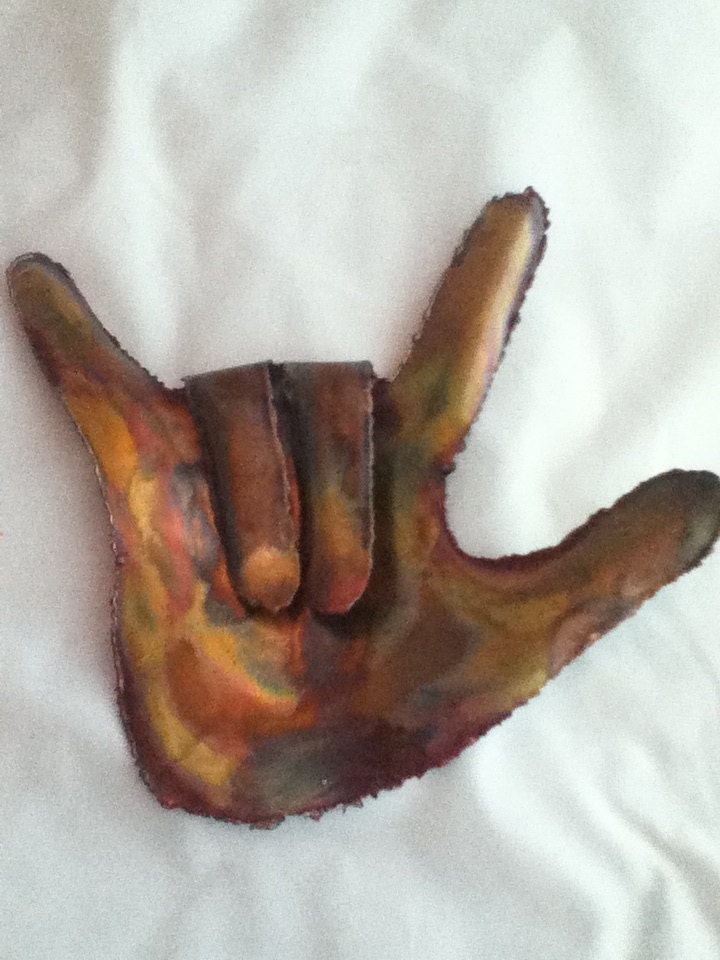 I LOVE YOU sign language wall art Copper by DONPOFFSCULPTURES