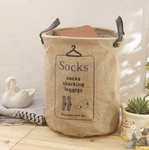 JUTE Laundry clothes binStorage bag Eco by on Etsy