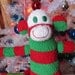 Christmas Sock Monkey Fuzzy Soft Plush Doll Red & Green