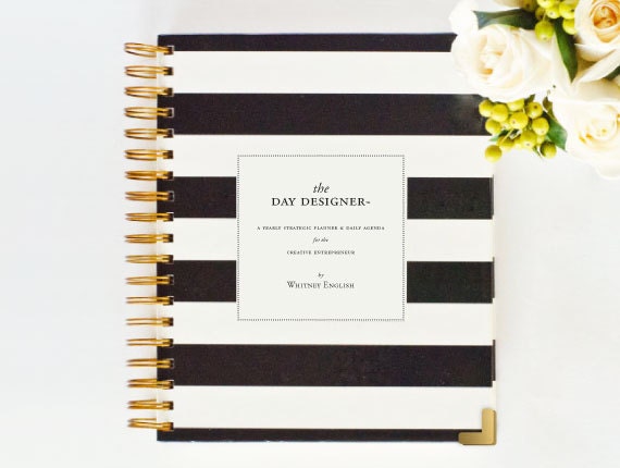 Feb Ship Date ALREADY AUTHENTIC Day Designer - JANUARY 2014 - 2015 Black Stripe - Yearly Planner & Daily Agenda, Calendar, Organizer