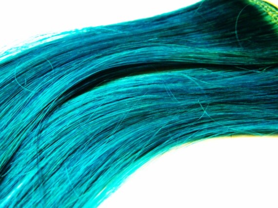 Turquoise Hair Extensions Clip in Human Hair by CandyAppleLocks