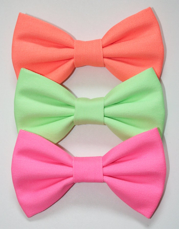 Neon Hair Bow Set Or Bow Tie Set Hair Bows Hair By BarberShoppe