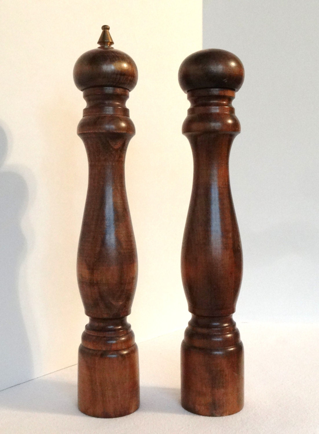 Tall 12 inch Wood Salt and Pepper Shaker by unFROGettableFinds