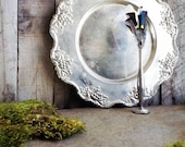 Vintage Silver Tray-Round with Embossed Floral Design - seedlingplantation
