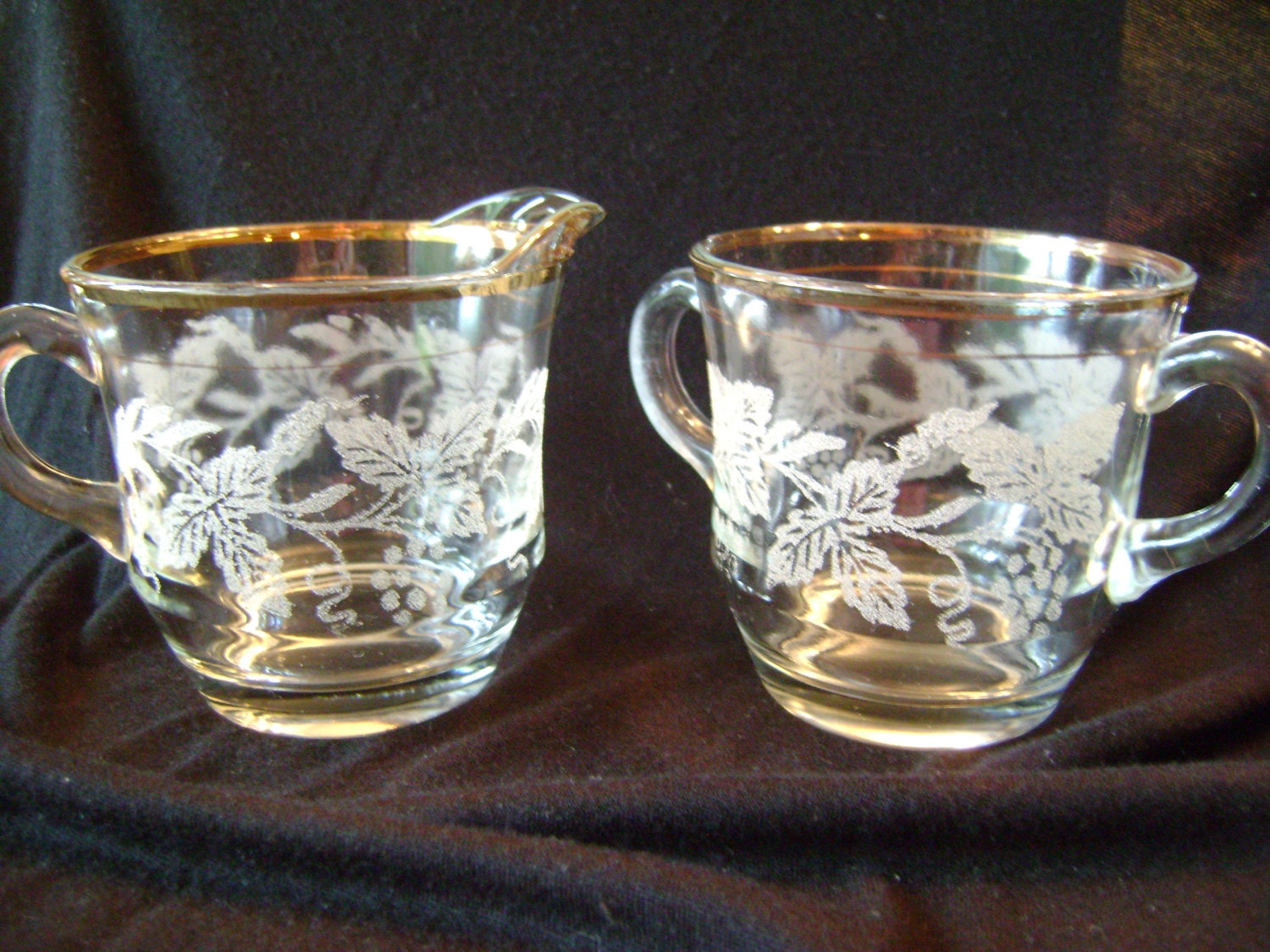VINTAGE GLASS GOLD Rim Creamer Sugar Set by FamilyandFaith on Etsy