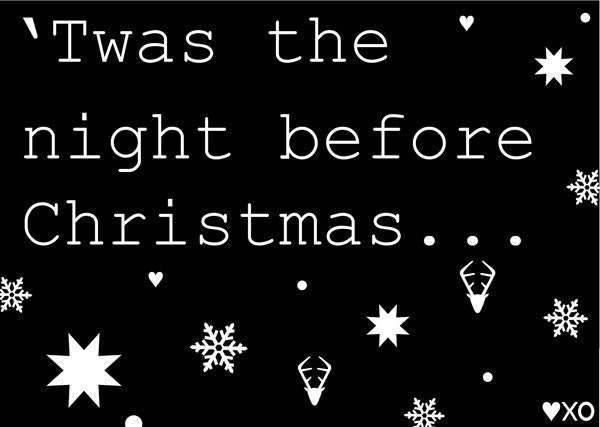 Twas the night before Christmas, A6 Black Christmas Card (Pack of 5) - HeartKissHug