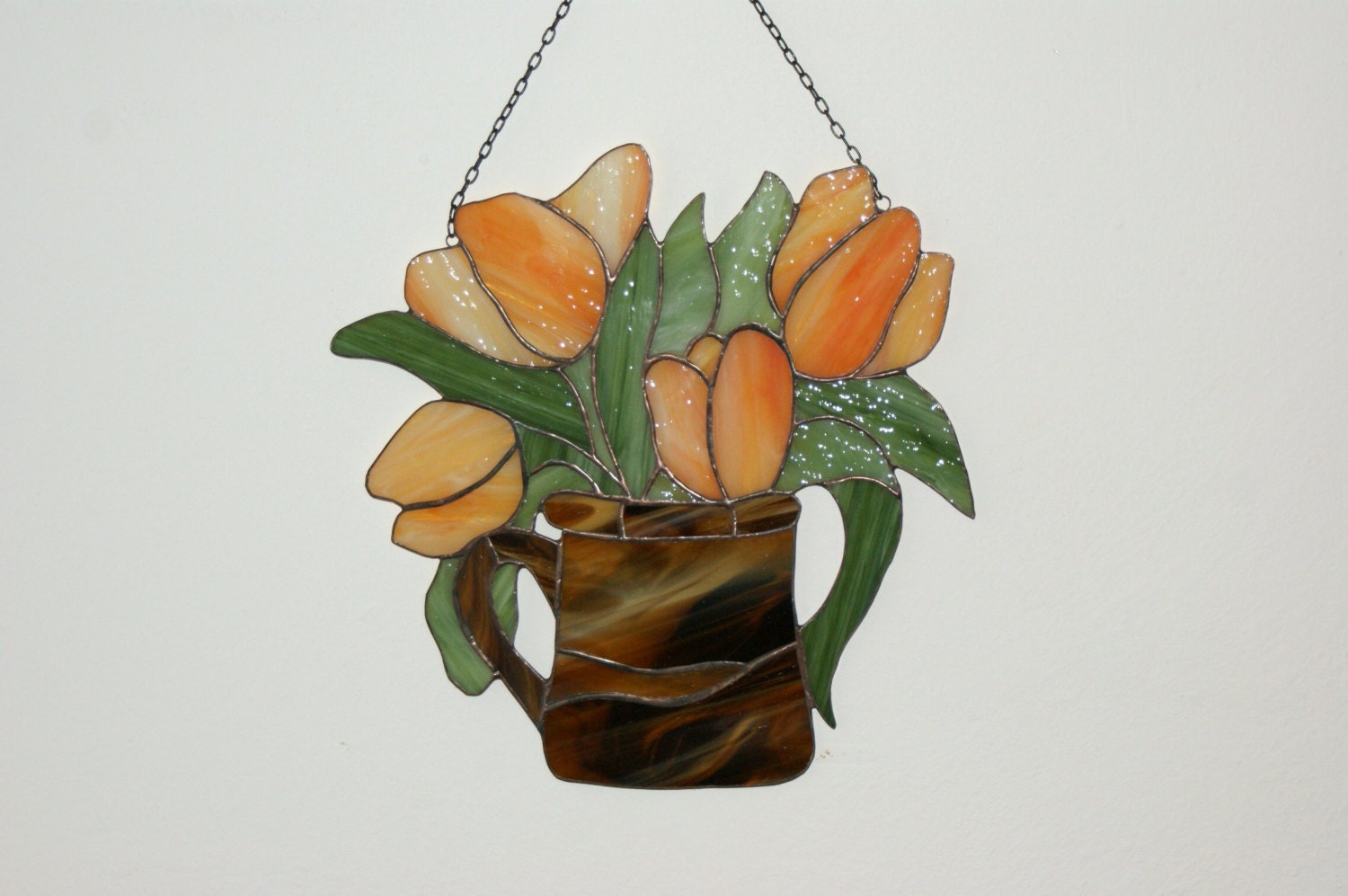 Tulips in a Vase, Tulips stained glass, Ornament,Suncatchers - ArtGlassAnazie