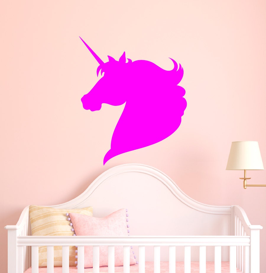 Unicorn Head Silhouette Vinyl Wall Decal Kids Room by VinylMyWalls
