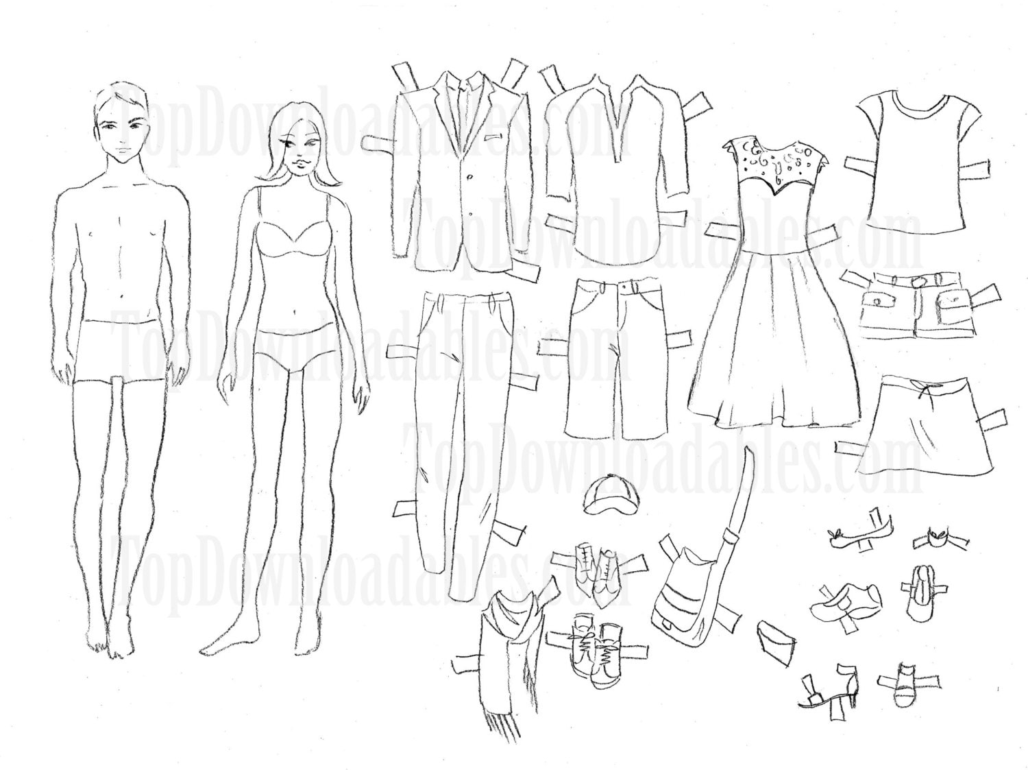 Items similar to Coloring Paper Doll Man and Woman Sheet Digital