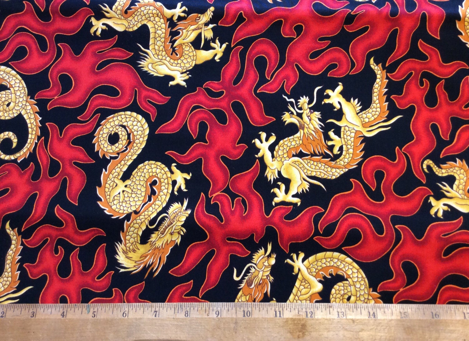Asian Dragon fabric cotton fabric by the yard sewing fabric
