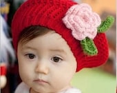 On Sale Baby Beret Hat, Baby Crochet Hat, Baby Hats, Crochet Hats, Girl Beret, Crochet Baby Beanie, Ready To Ship - BabyGirlsGlam