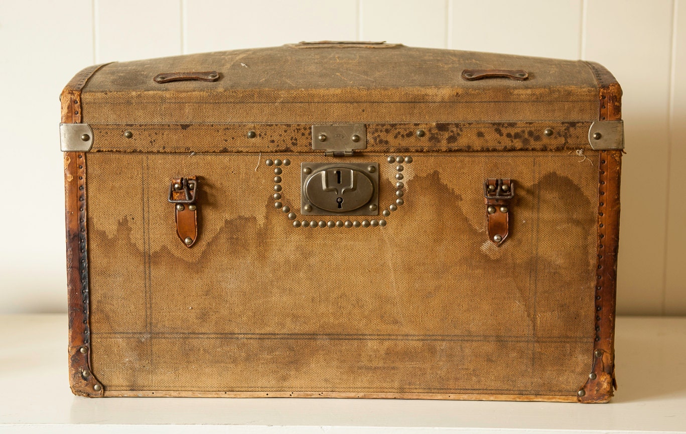 Vintage Doll Trunk with Leather Straps - ErinLaneEstate