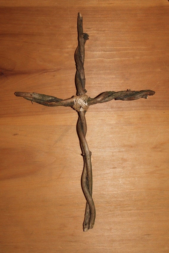 Items similar to Wooden Cross made out of braided vines on Etsy