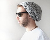 FOR HIM - Super Soft Knitted Hat in Grey Yarn - Gray Ombre Slouch Hat - Unisex Accessories - Hand Knitted Gifts - Cosy and Soft - EllaGajewskaHATS