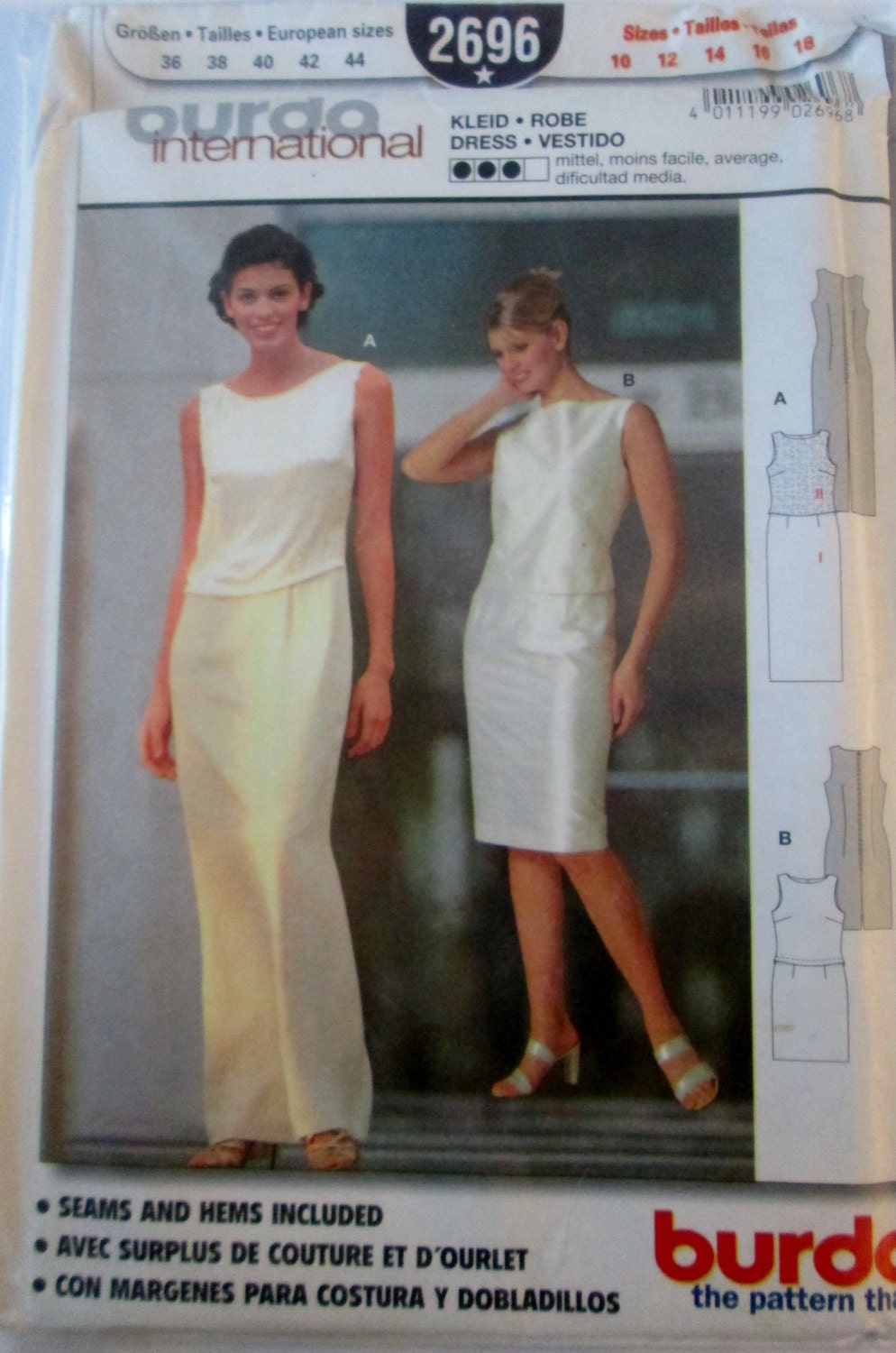 Burda 2696 Women's Evening Dress Sewing Pattern Plus Size