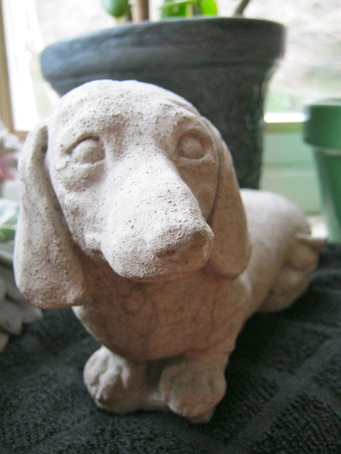 Dachshund Statue Toy Dog Concrete Figure by WestWindHomeGarden