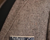 Cotton Pocket Square (Navy + Ivory) - TheAccentsShop