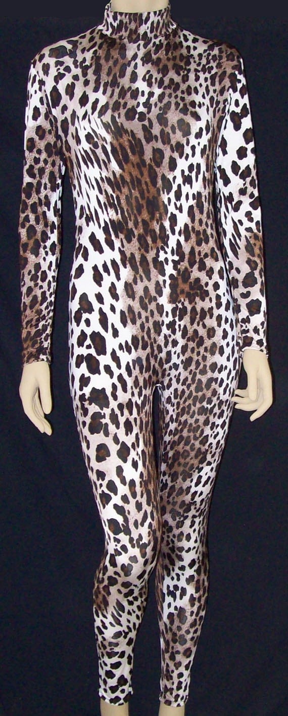 Leopard Vivid Print Unitard Jumpsuit Catsuit Size by NinaCorrea