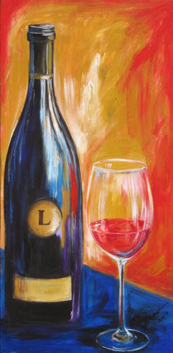 wine bottle to Items painting similar   edition bottles  glass limited giclee and Wine acrylic glass on