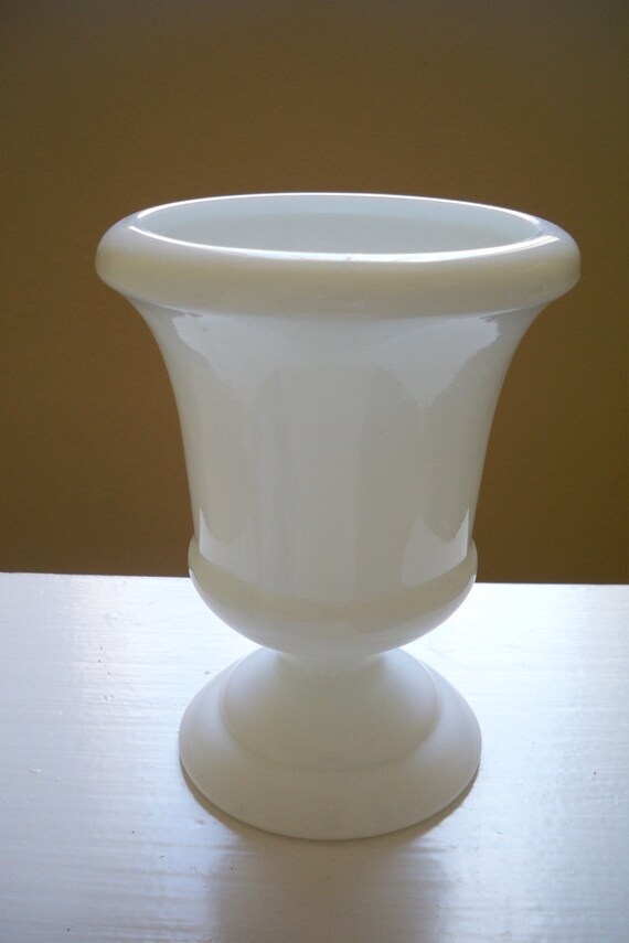 Vintage milk glass urn vase by Timebanditvintage on Etsy