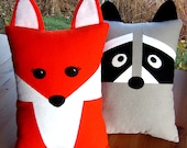 Fox & Raccoon Pillow Toy Pattern PDF Sewing Tutorial Baby Felt Animal, Tooth Fairy Pocket or Accent Pillow, Toddler to Tween - MyFunnyBuddy