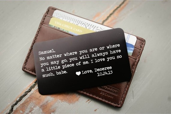 engraved wallet card custom wallet insert: valentines day