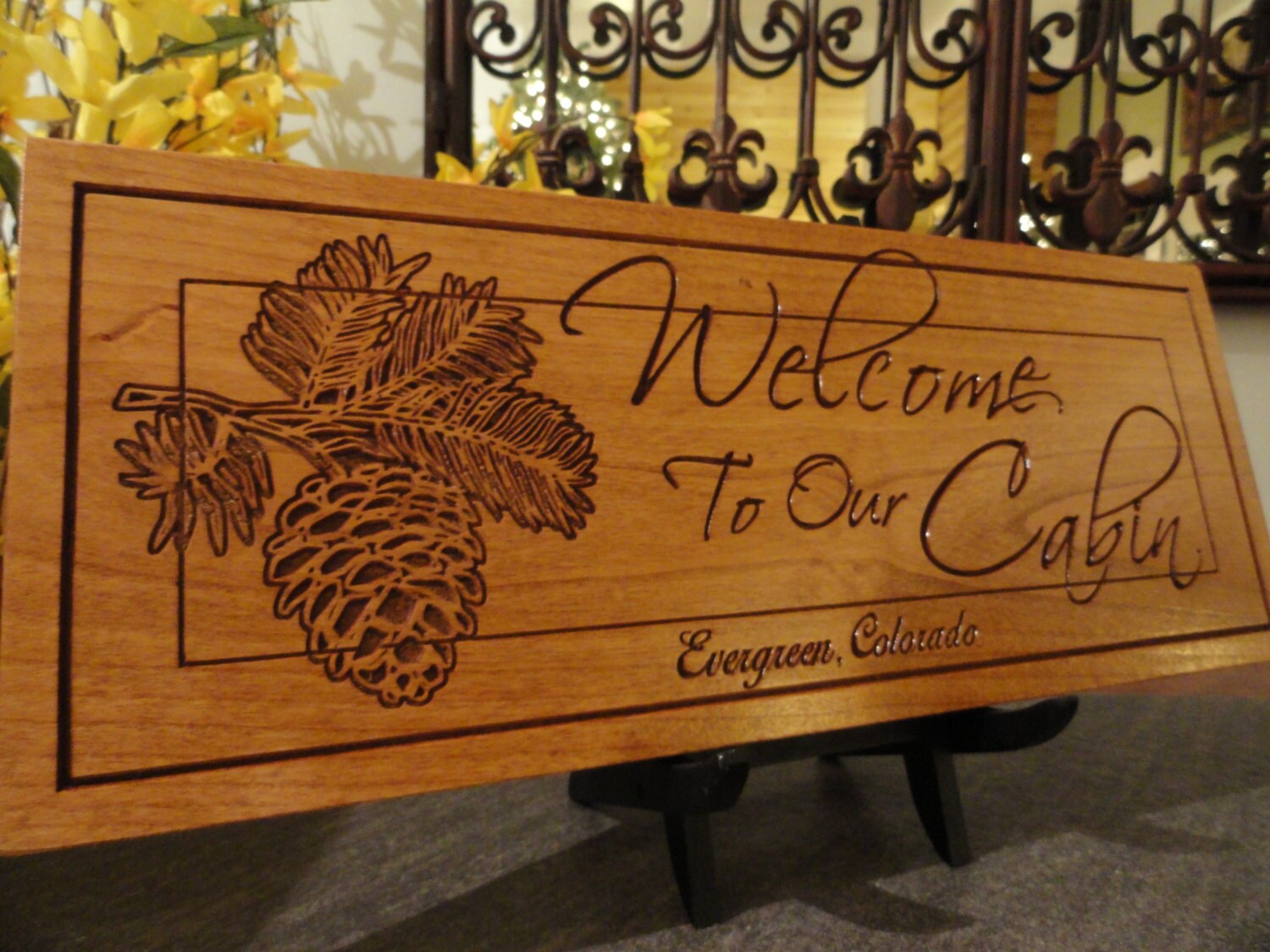 Welcome To Our Cabin Carved Wood Sign By Elkcanyonsignshop On Etsy