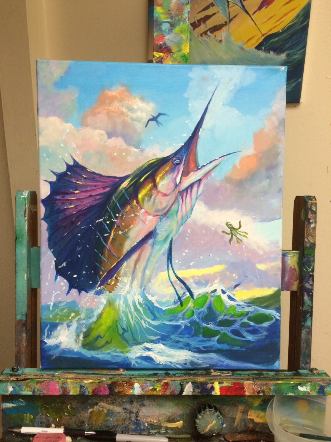 Items Similar To Original Sailfish Fish Painting Marlin Art On Etsy