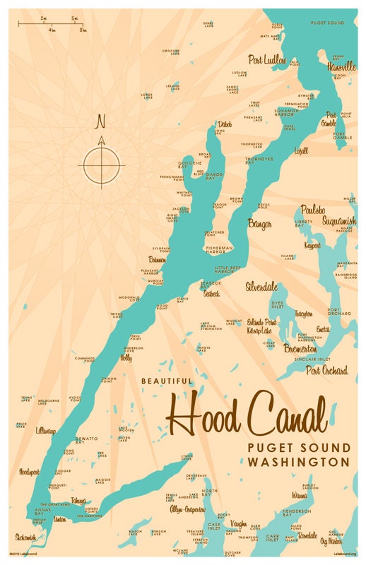 Hood Canal Puget Sound Washington Map Print