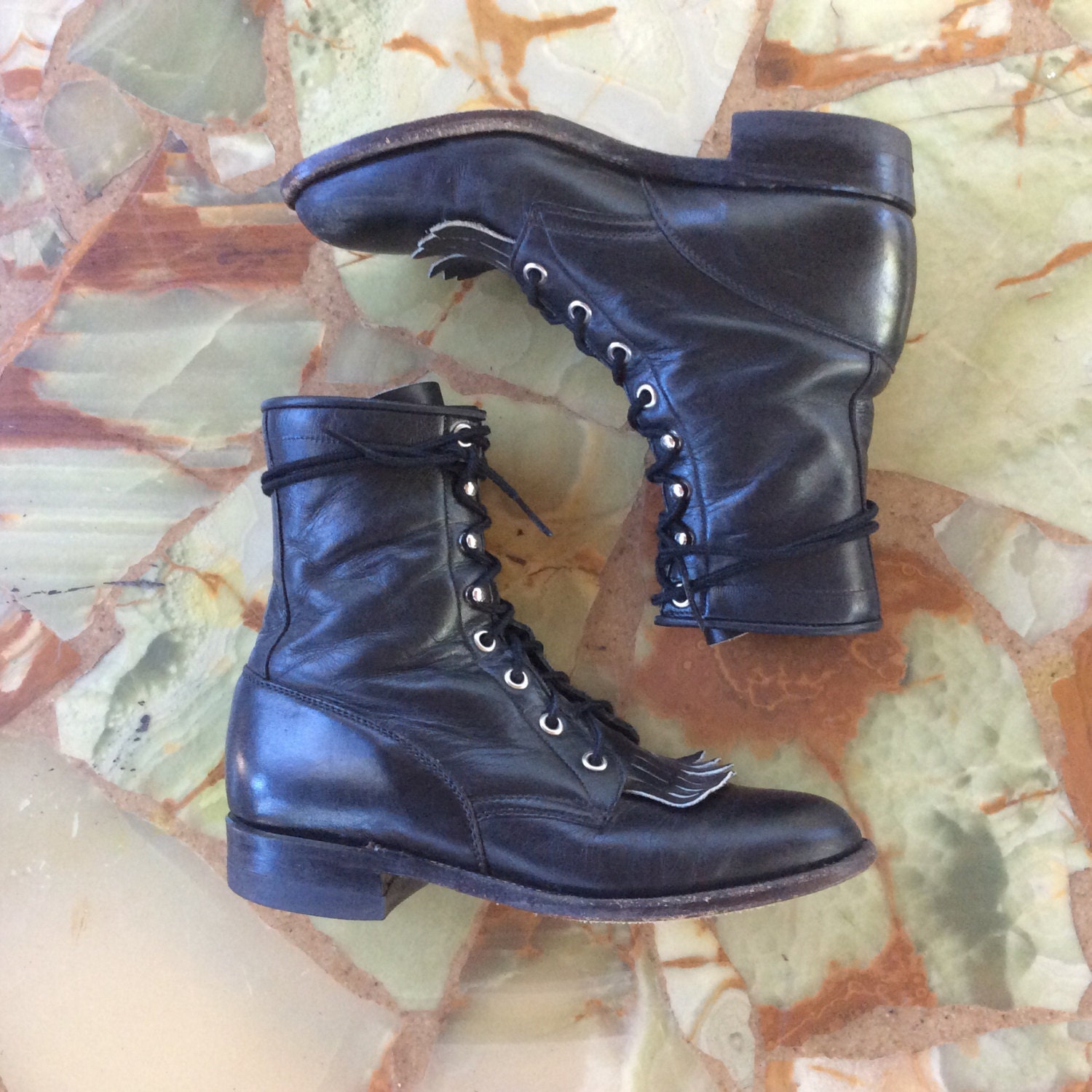 karmilla leather lace up boots