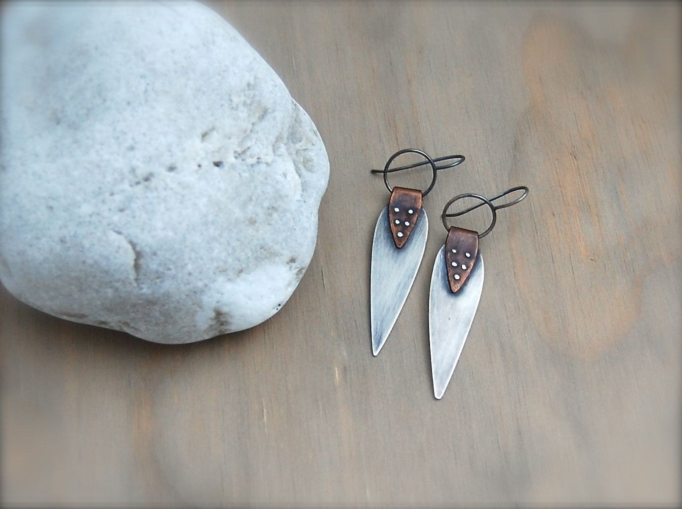 Riveted Sterling Silver Teardrop Earrings By Freeformdesigns