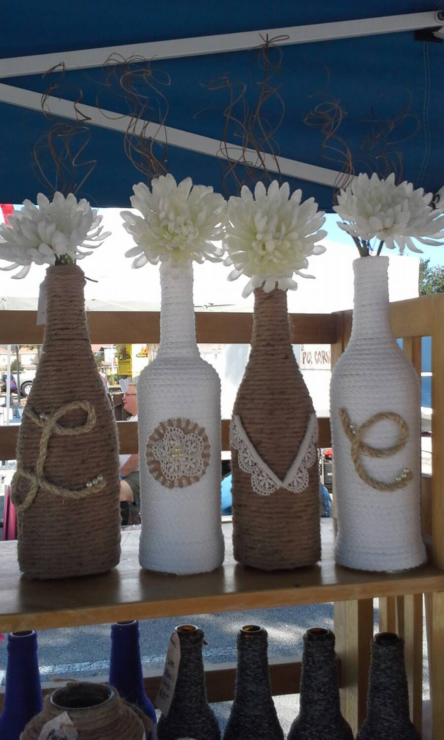 Upcycled Wine Bottles Wrapped In Twine And Rope Love Design